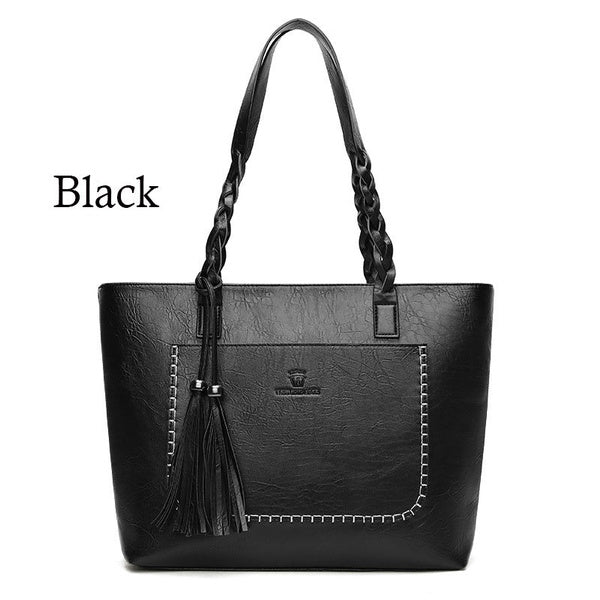 Tote Handbags Leather Fringe Purse Large Capacity Casual Shoulder Bag