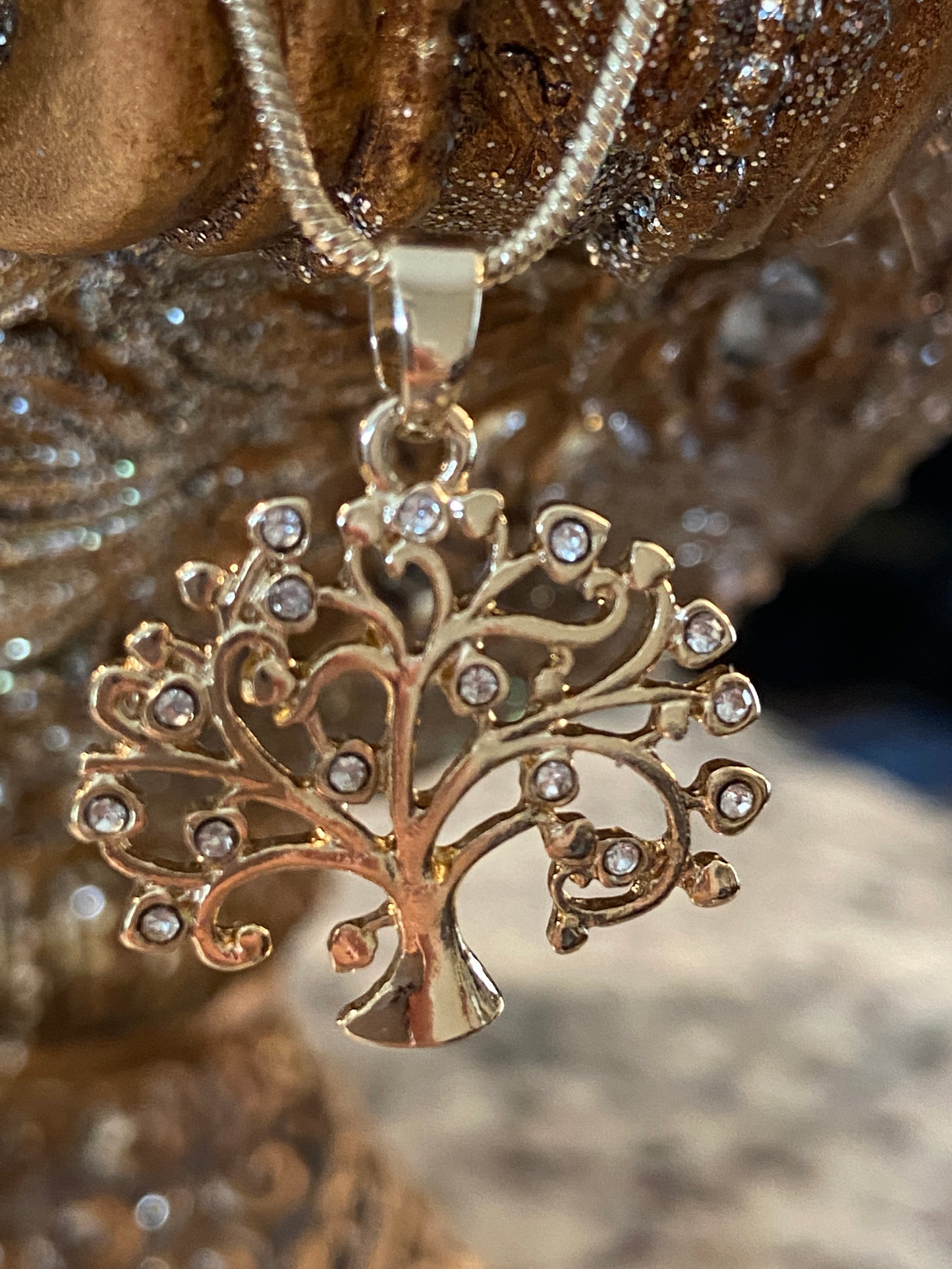 Golden and Silver tone Tree Style Life tree Chain Necklace for Women (Gift for Mom).