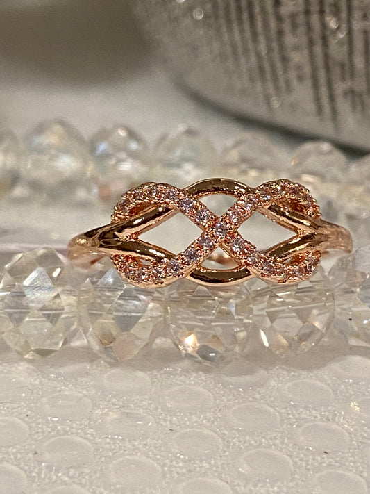 Infinity Style Rose Gold color Ring for Women for Wedding, Engagement or Gift for Mom. size 8,9